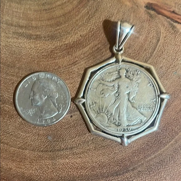 NWOT Walking Liberty Half Dollar Sterling Silver Pendant - Picture 3 of 3